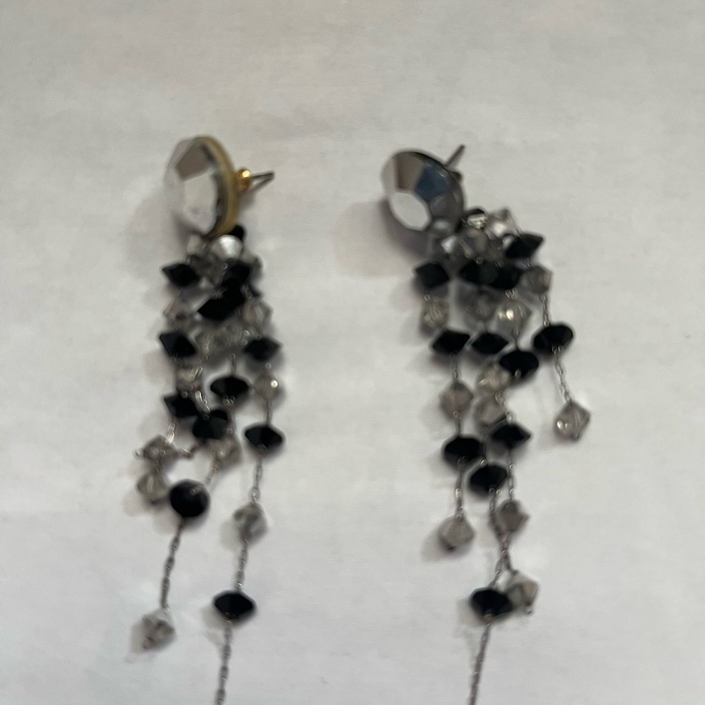 Elegant Silver and Black Dangle Earrings